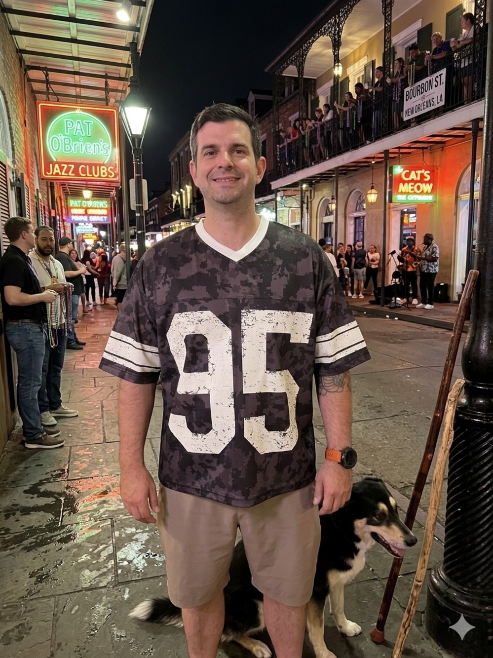 Men's Dark Camo V-Neck Football Jersey with White '95'